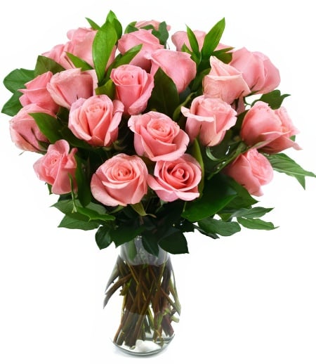 Product: 2 Dozen Pink Roses with Vase