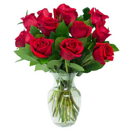 Product: Dozen Red Roses w/Vase